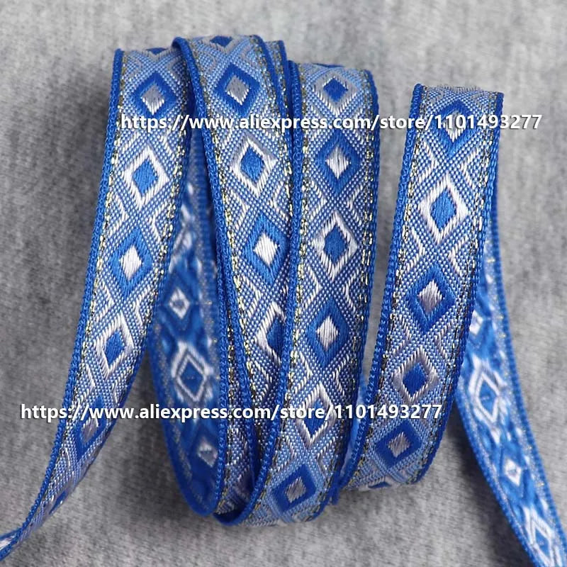 12mm Vintage Ethnic Embroidery Jacquard Ribbon - Decorative Webbing Tape for Bags & Clothing