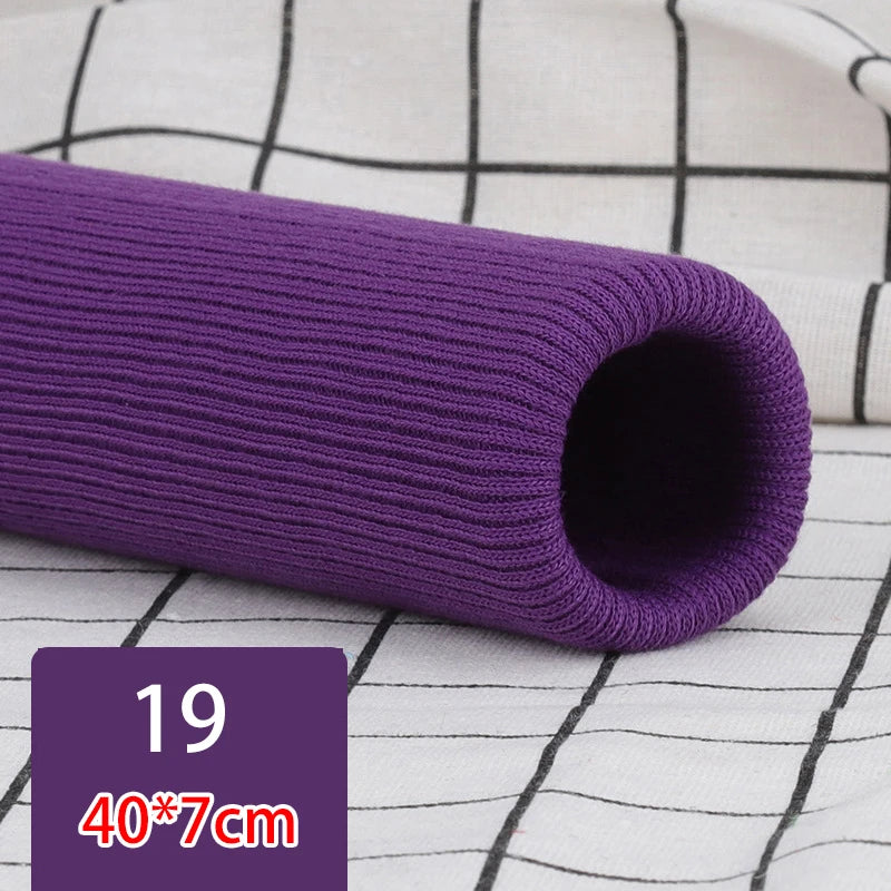 35cm Pre-Made Elastic Rib Cuffs - 7cm Wide Ready-to-Sew Cuffs for Sweaters & Trousers