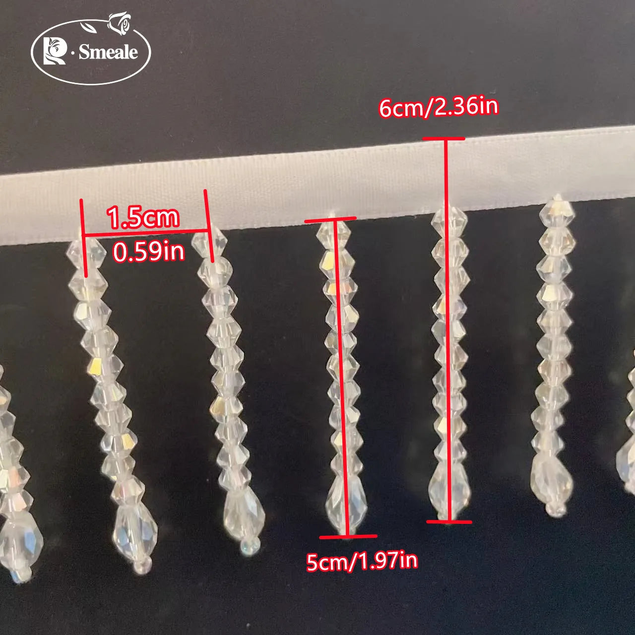 Crystal Tassels Beaded Lace Trim - 1-9 Yards Luxury Hanging Bead Fringe for Clothing & Decor