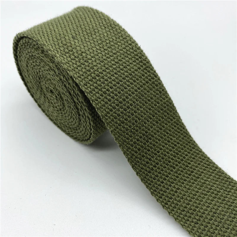 Cotton Webbing Strap 2 Yards - Multiple Widths (25mm-38mm) for Bags, Belts & DIY Crafts
