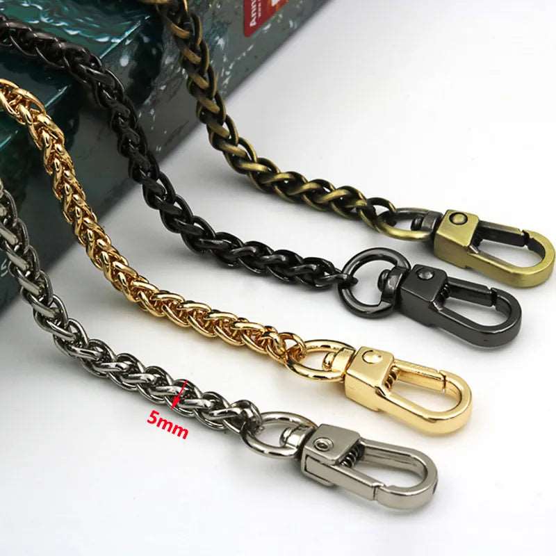 Metal Bag Chain 5mm Gold, Silver, Gun Black, Brushed Bronze