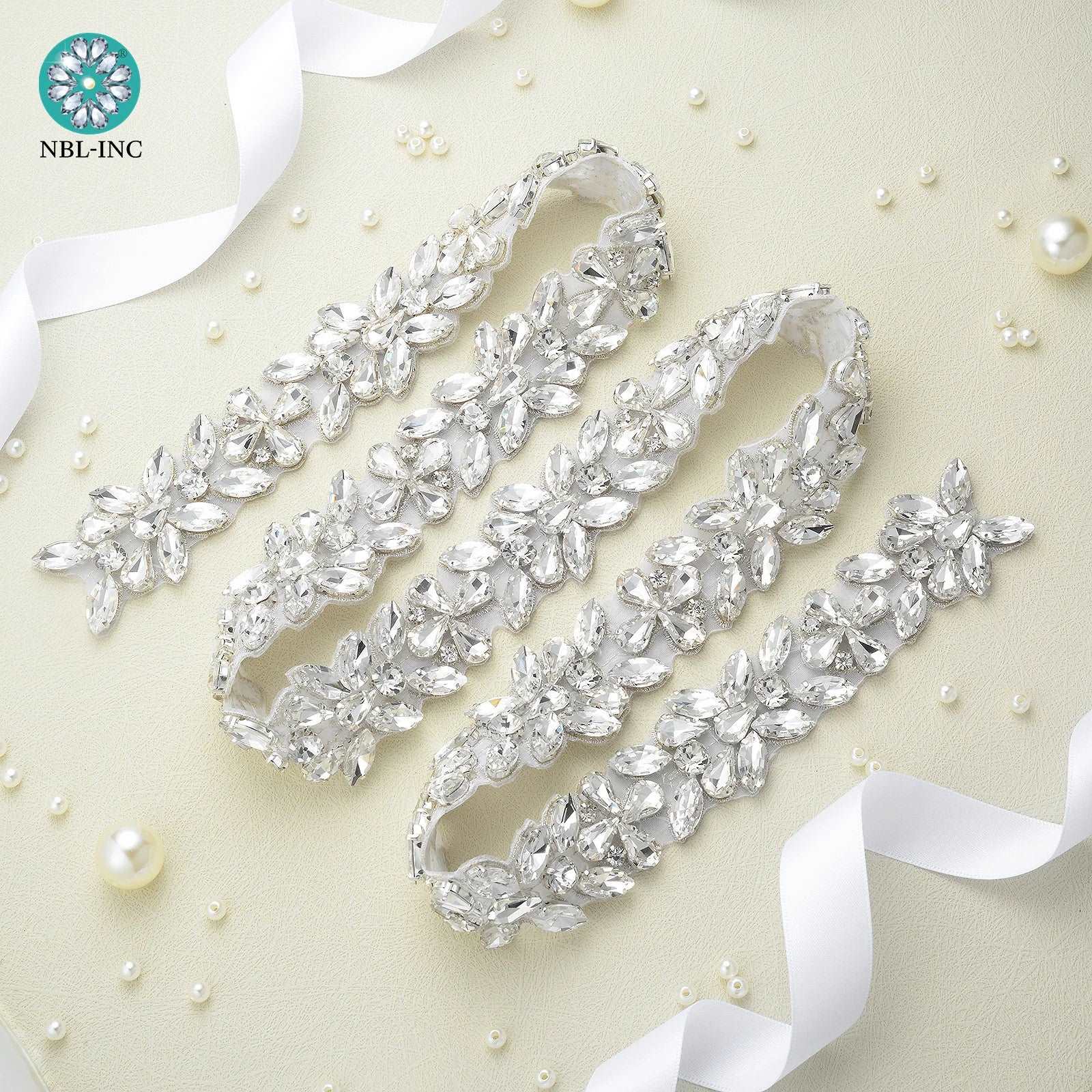 (1 YARD) Silver clear bridal beaded crystal rhinestone applique trim belt gold sewing iron on for wedding dress clothing WDD0278