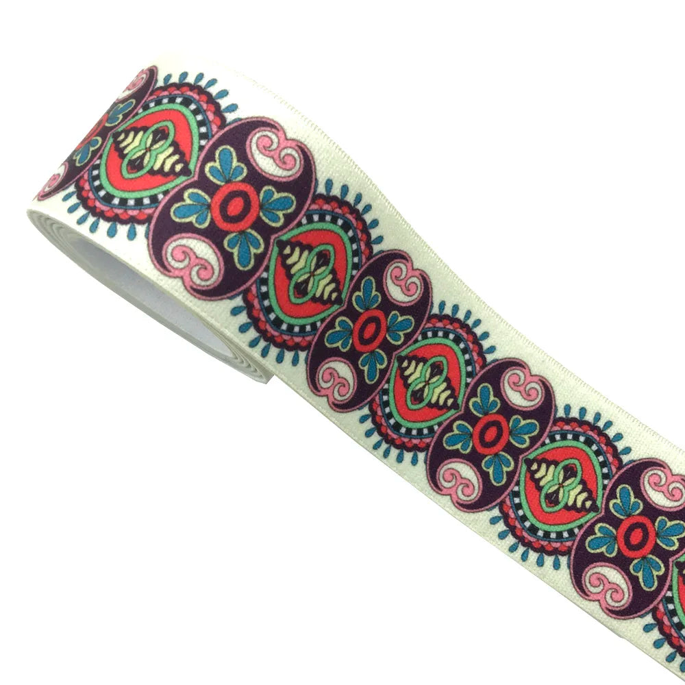 Printed Floral Decorative Elastic - 25mm & 38mm Flowery Waistband Elastic - 2, 5 & 10 Metre Lots