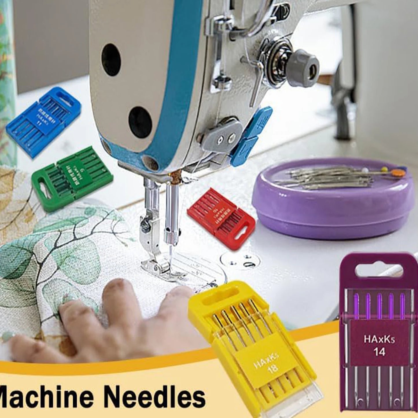 5-Pack Universal Needles for Domestic Sewing Machines - Anti-Skip (Singer, Brother, Janome)