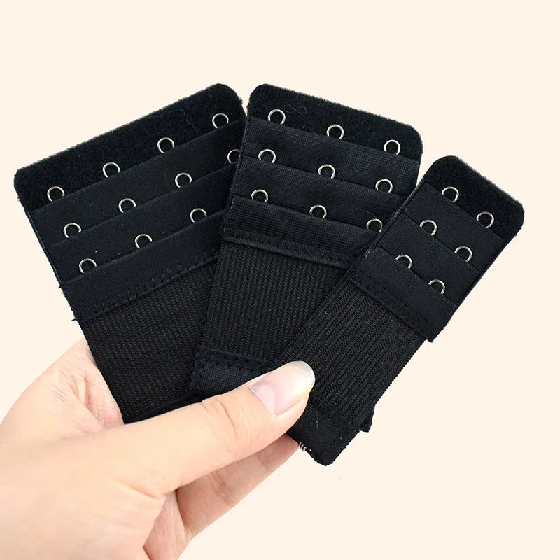Bra Strap Extension 3-Row Hook & Eye - Adjustable Bra Extenders (2/5/10 Pack)