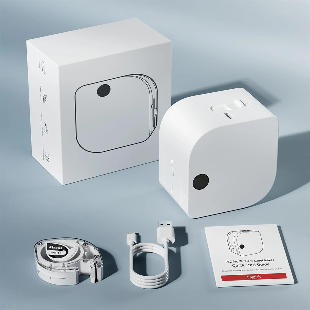 P12 PRO Label Maker Machine - Bluetooth Inkless Label Printer for Fabric & Satin Ribbon