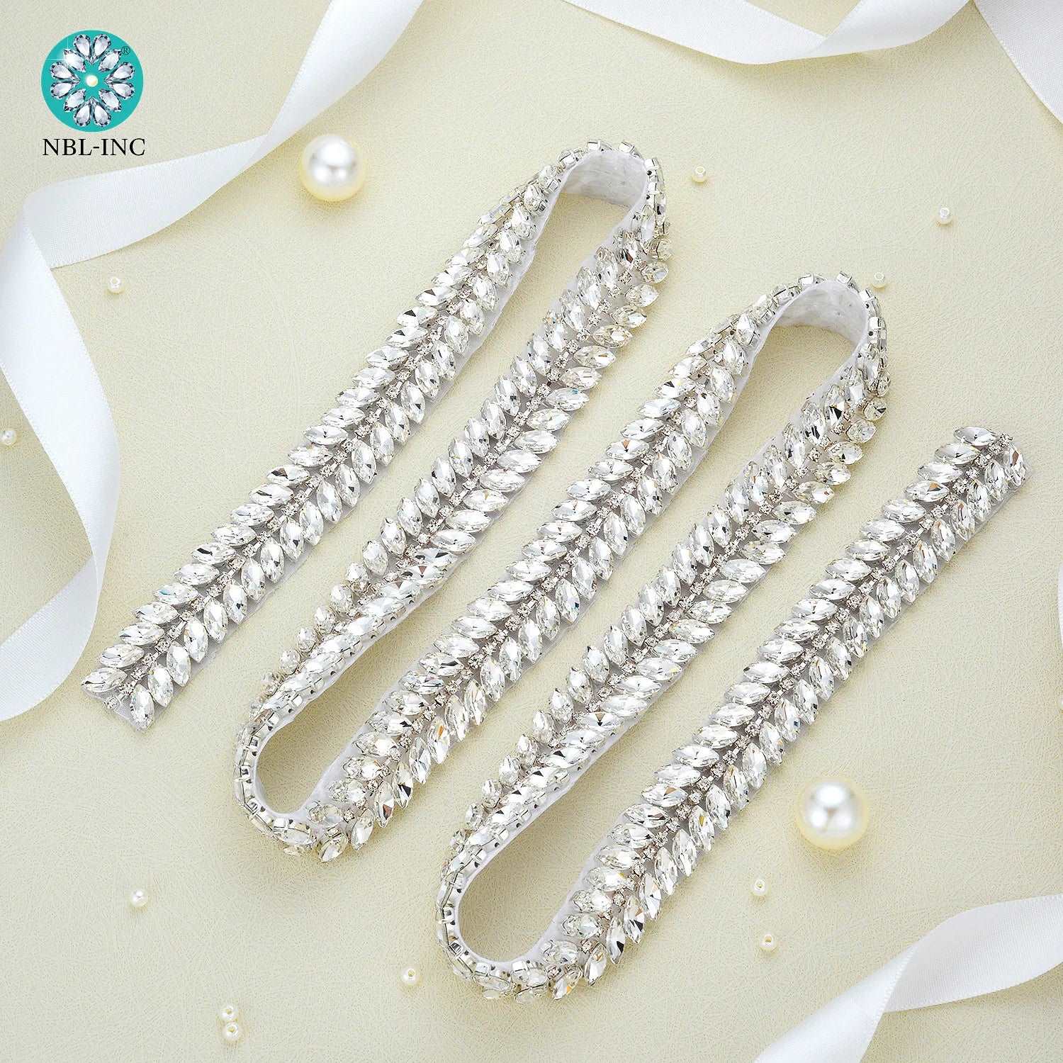 (1 YARD) Silver clear bridal beaded crystal rhinestone applique trim belt gold sewing iron on for wedding dress clothing WDD0278