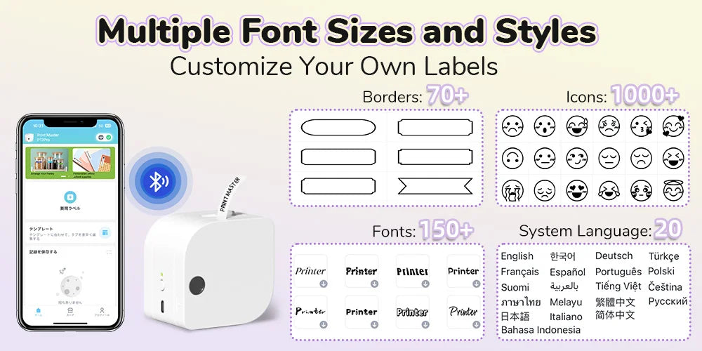 P12 PRO Label Maker Machine - Bluetooth Inkless Label Printer for Fabric & Satin Ribbon