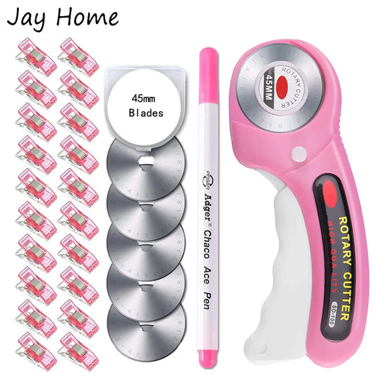 Rotary Cutter 45mm diametre with 5pcs Replacement Blades & Sewing Clip