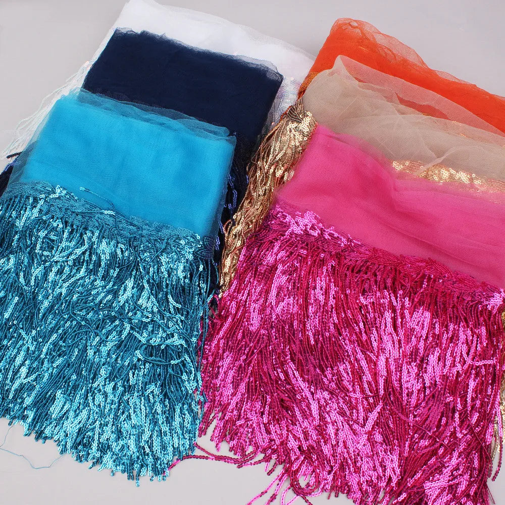 2 Yards Sequin Tassel Lace Ribbon 30cm -  Party Dress Trim