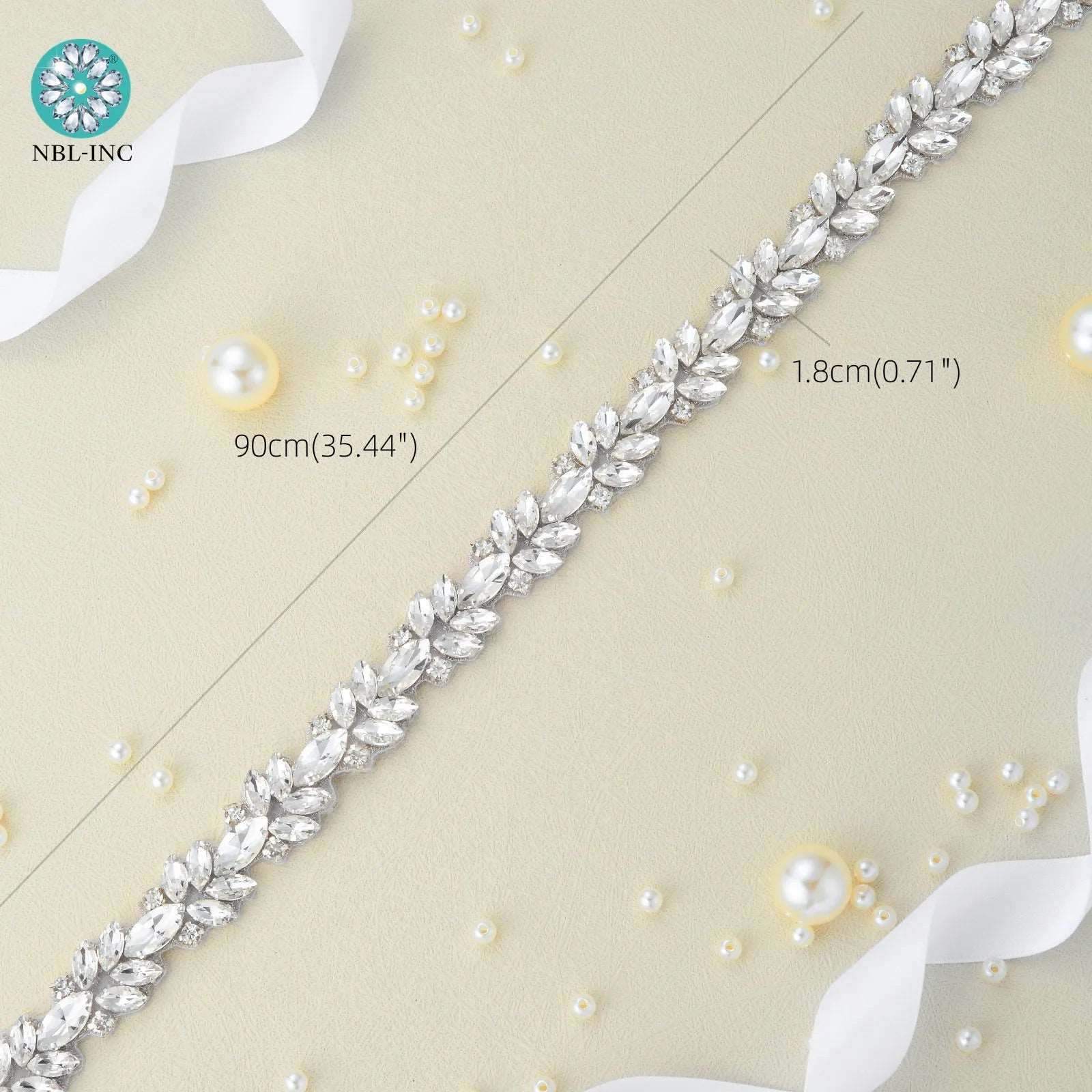 (1 YARD) Silver clear bridal beaded crystal rhinestone applique trim belt gold sewing iron on for wedding dress clothing WDD0278