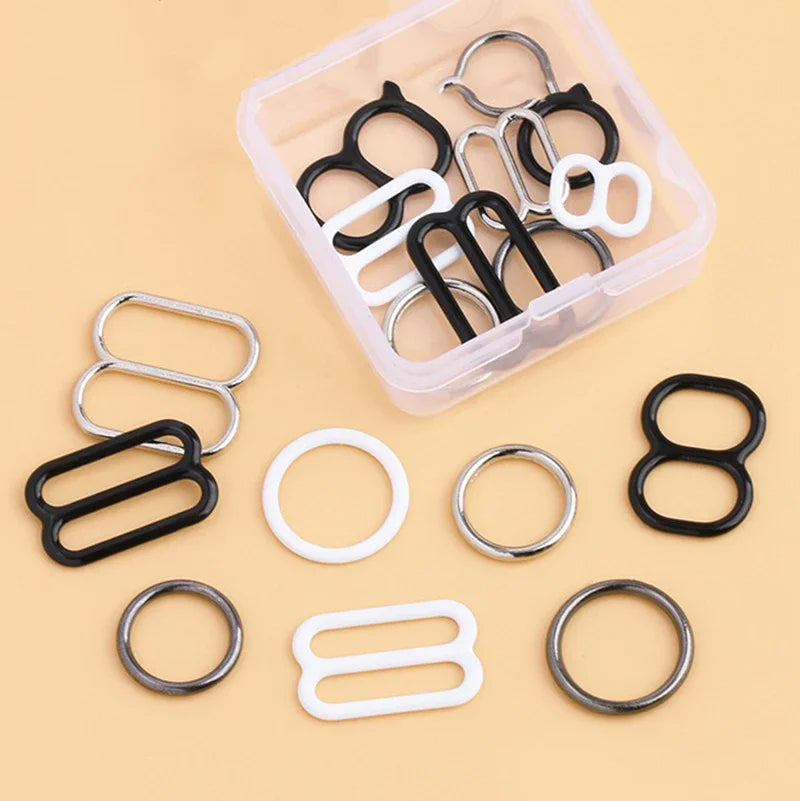 50 Sets O-Ring Metal Bra Buckles - Strap Connectors for Lingerie & Swimwear (6-15mm)