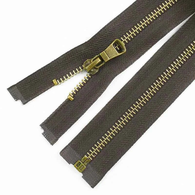 2-5 Pack 5# Bronze Metal Zippers - 50-70cm Open-End Zippers for Jackets & Garments