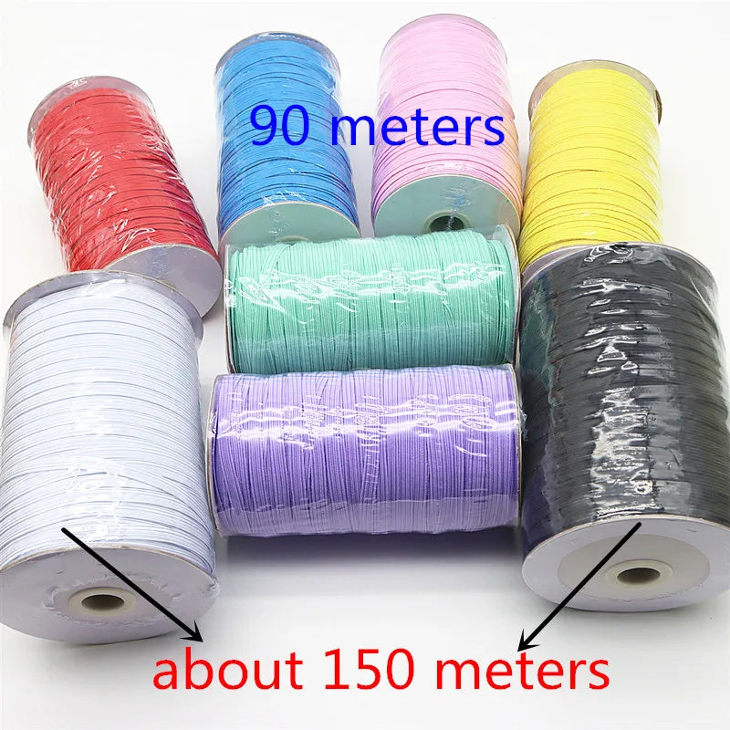 6mm Elastic Band - Multi-Color Polyester Spandex Elastic for Sewing & Lingerie (5m-40m)