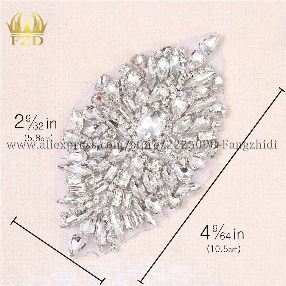 (1 piece) Sew On Strass Applique Rhinestone For Wedding Belt Pearl Patch Crystals Iron On Glass For Bridal Headband Trim