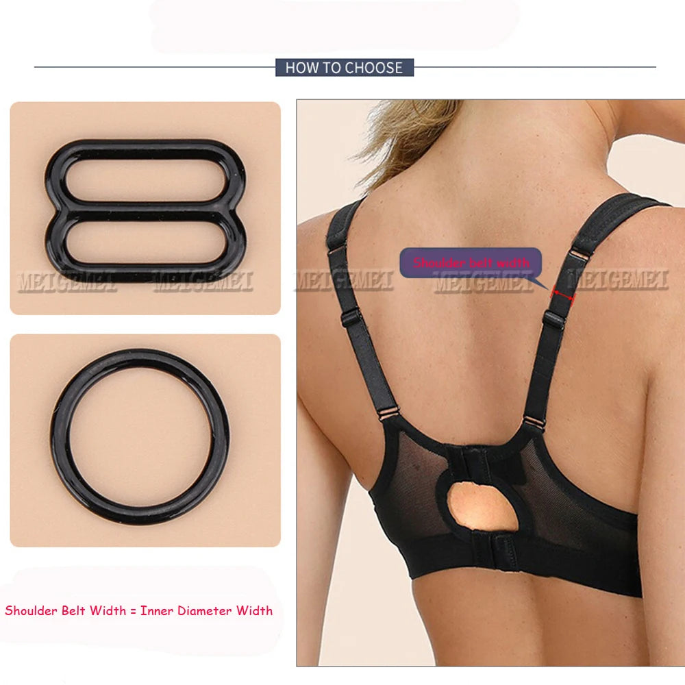 100-Pack Metal Bra Rings & Sliders - Strap Adjusters for Lingerie & Bra Making (6-25mm)