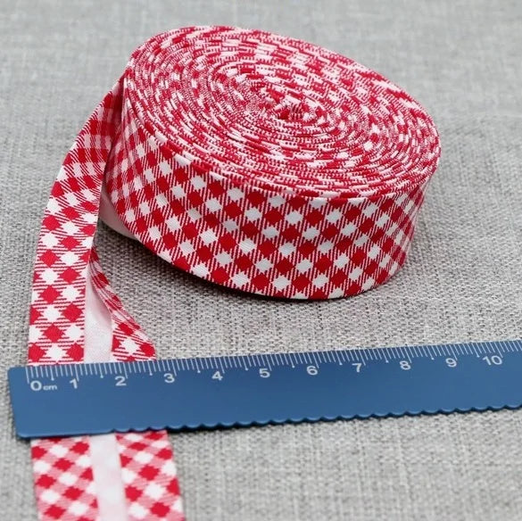 Cotton Bias Binding Tape 20-25mm x 5m - Printed Dots, Stripes & Tartan Patterns