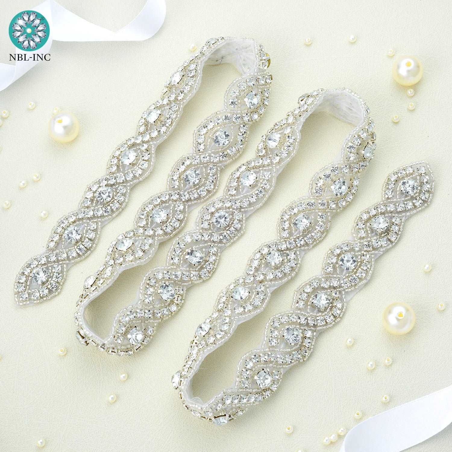 (1 YARD) Silver clear bridal beaded crystal rhinestone applique trim belt gold sewing iron on for wedding dress clothing WDD0278