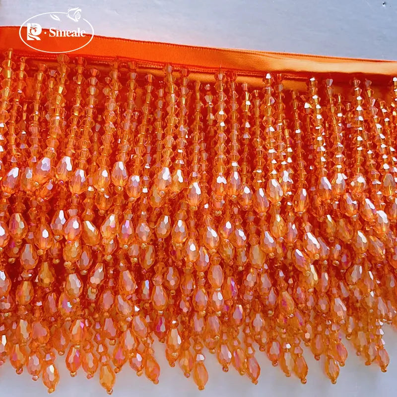 Crystal Tassels Beaded Lace Trim - 1-9 Yards Luxury Hanging Bead Fringe for Clothing & Decor