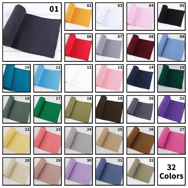 1 Yard Pure Cotton Stretch Rib Knitted Fabric - 17cm Wide for Necklines, Cuffs & Hems