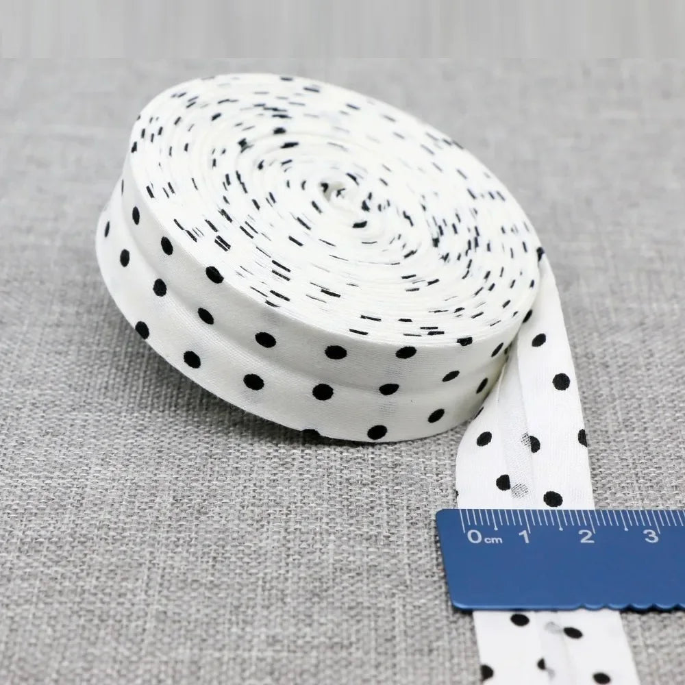 20mm Dot Print Bias Binding Tape 5m or 10m - Cotton Bias Tape for Sewing & Crafts