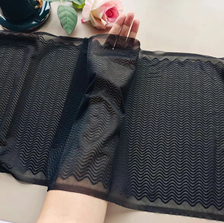 1 Meter Black Elastic Lace Trim - Floral Stretch Lace for Lingerie & Garments