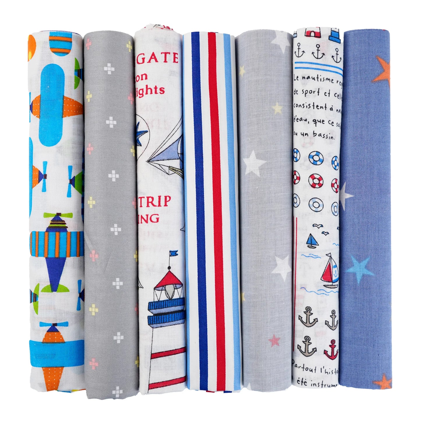 7-Pack Cotton Fabric Squares - Fat Quarters/Charm Packs for Quilting & Patchwork