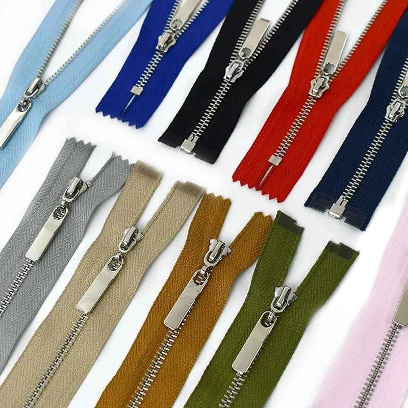 4-Pack 3# Metal Zippers - 15-70cm Close-End & Open-End Zippers for Bags, Garments & Repairs