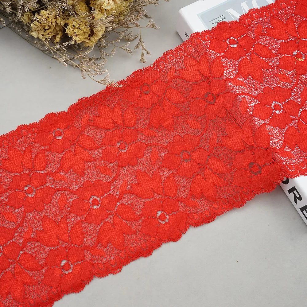 1 Meter Wide Elastic Lace 16cm - Stretchy Floral Embroidered Lace for Clothing & Skirts