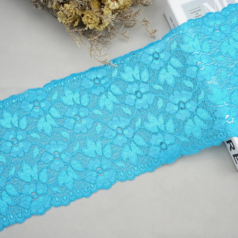 1 Meter Wide Elastic Lace 16cm - Stretchy Floral Embroidered Lace for Clothing & Skirts