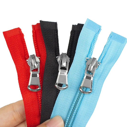 5-Pack Nylon Open-End Zippers - 40-80cm Lightweight Zippers for Jackets & Garments