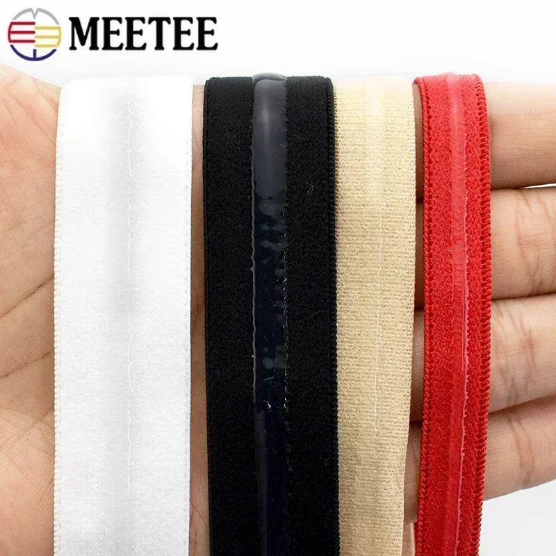 5 or 10 Meters Bra Strap Elastic with Silicone Non-Slip Strip (8-25mm)