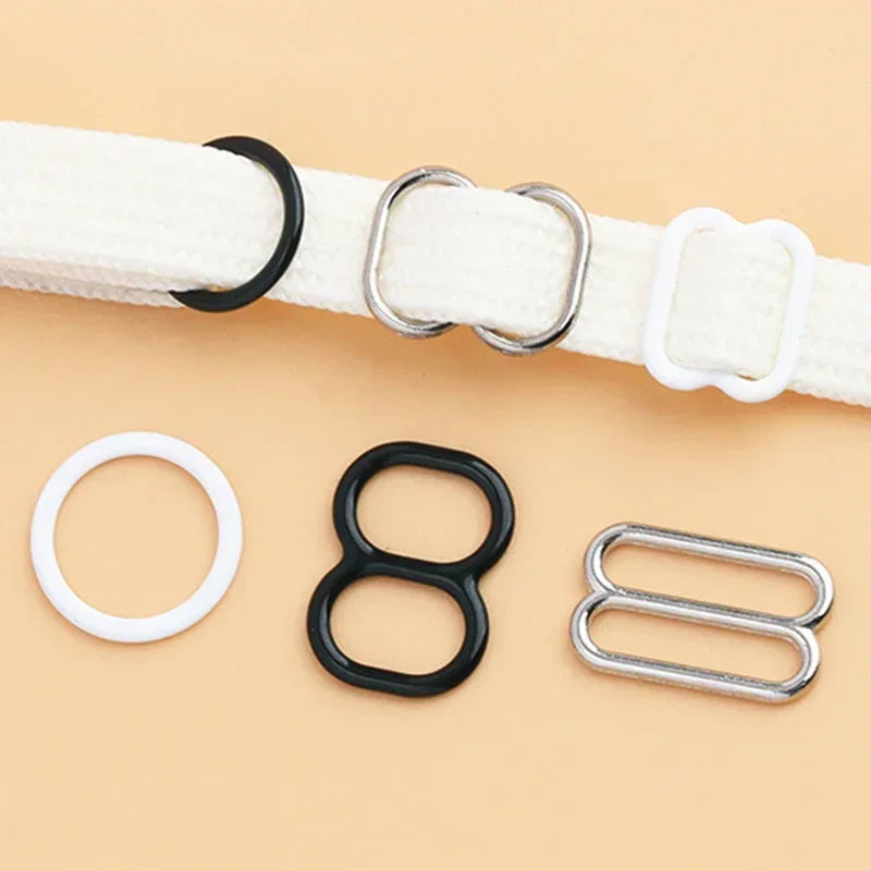 50 Sets O-Ring Metal Bra Buckles - Strap Connectors for Lingerie & Swimwear (6-15mm)