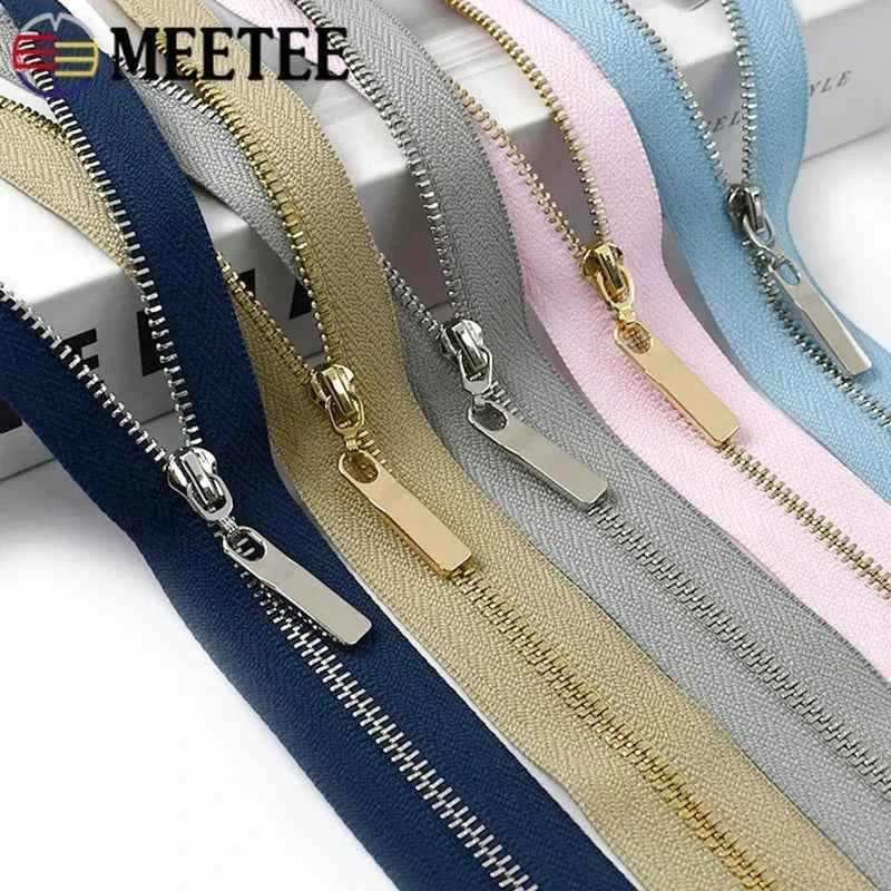 4-Pack 3# Metal Zippers - 15-70cm Close-End & Open-End Zippers for Bags, Garments & Repairs