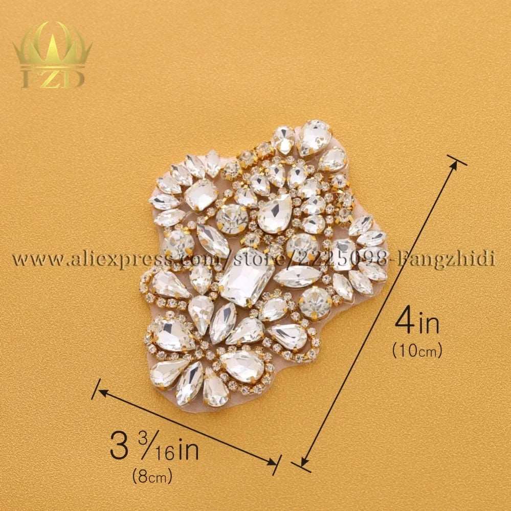 (1 piece) Sew On Strass Applique Rhinestone For Wedding Belt Pearl Patch Crystals Iron On Glass For Bridal Headband Trim