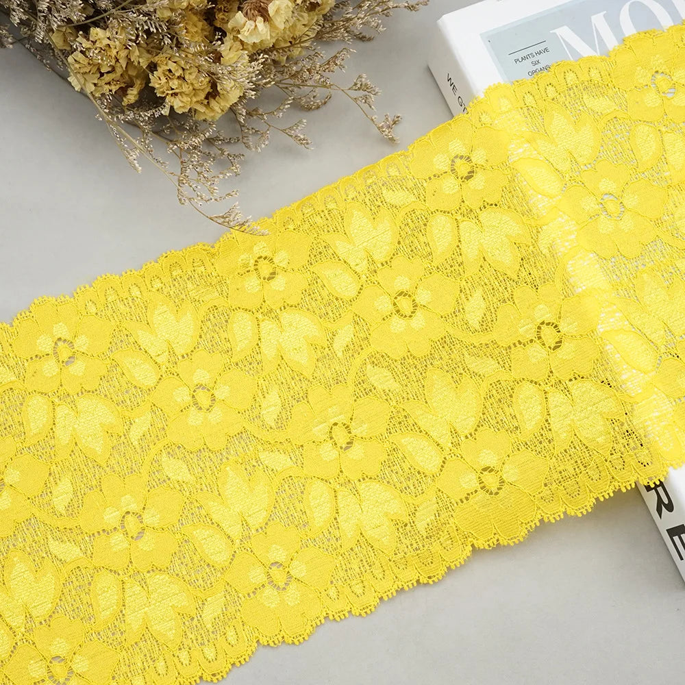 1 Meter Wide Elastic Lace 16cm - Stretchy Floral Embroidered Lace for Clothing & Skirts
