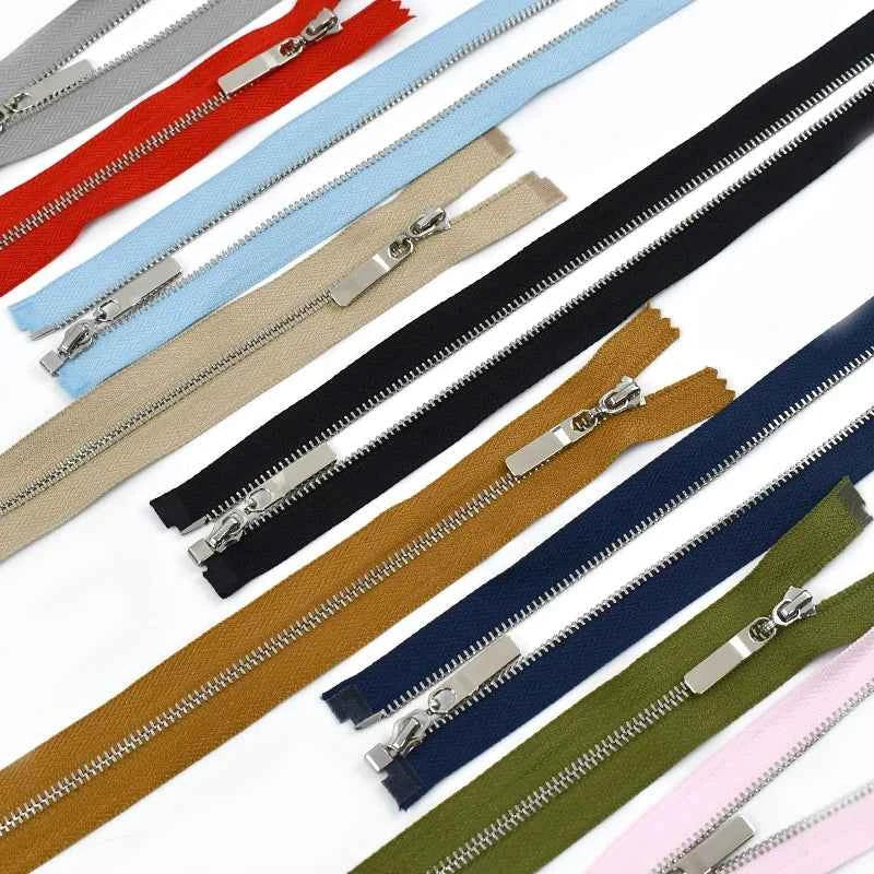 4-Pack 3# Metal Zippers - 15-70cm Close-End & Open-End Zippers for Bags, Garments & Repairs