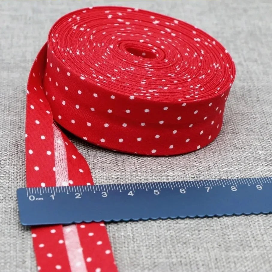 Cotton Bias Binding Tape 20-25mm x 5m - Printed Dots, Stripes & Tartan Patterns