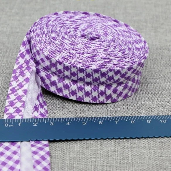 Cotton Bias Binding Tape 20-25mm x 5m - Printed Dots, Stripes & Tartan Patterns