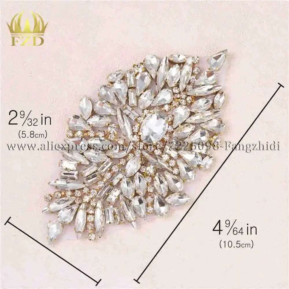 (1 piece) Sew On Strass Applique Rhinestone For Wedding Belt Pearl Patch Crystals Iron On Glass For Bridal Headband Trim