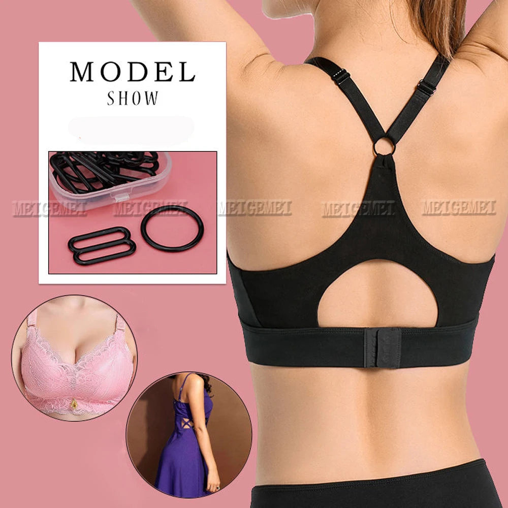 100-Pack Metal Bra Rings & Sliders - Strap Adjusters for Lingerie & Bra Making (6-25mm)