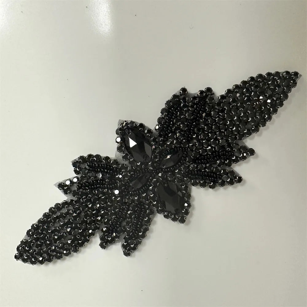 Silver Rhinestone Applique 1pc  AB  /sew on for wedding dress accessories