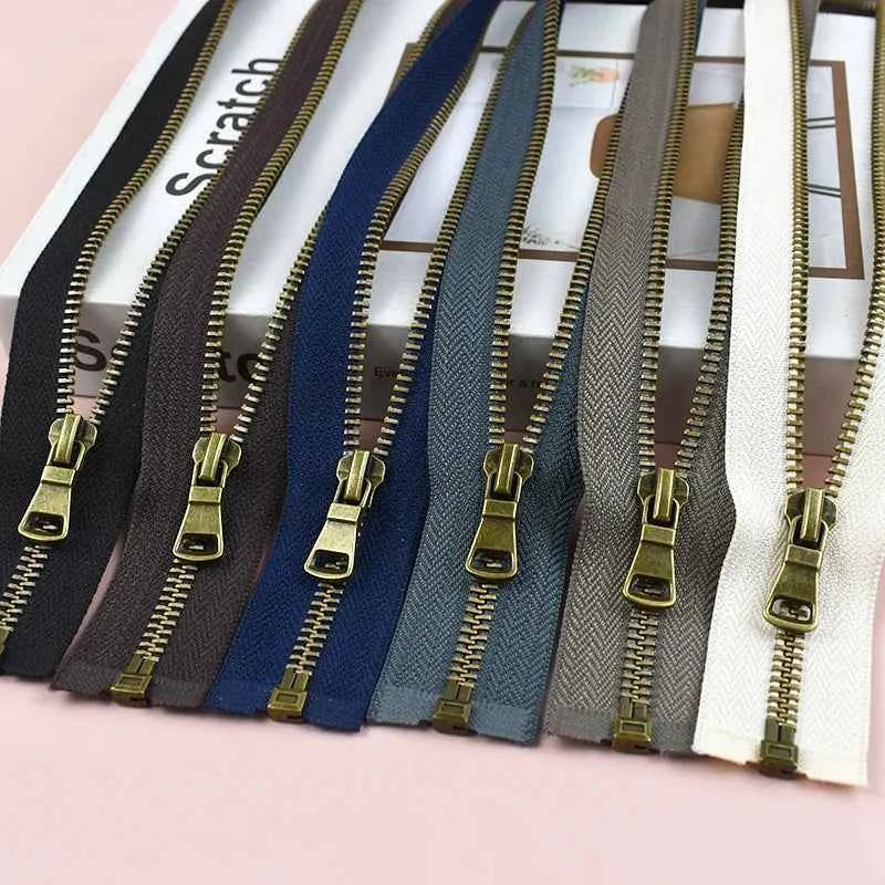 2-5 Pack 5# Bronze Metal Zippers - 50-70cm Open-End Zippers for Jackets & Garments