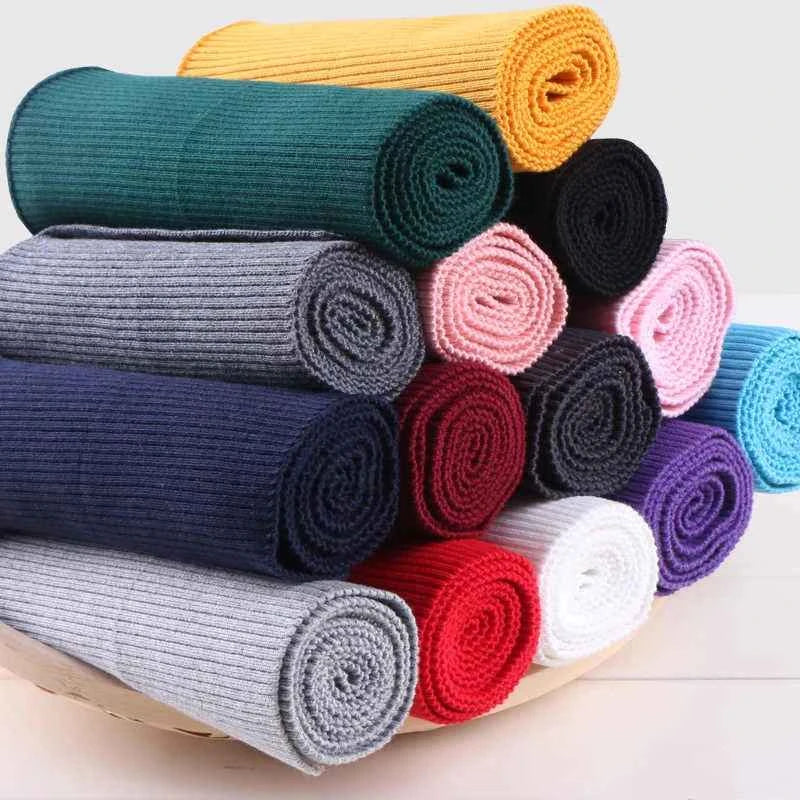 1 Yard Pure Cotton Stretch Rib Knitted Fabric - 17cm Wide for Necklines, Cuffs & Hems