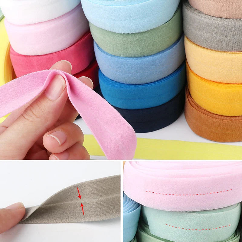 10M 2Cm Edge Sewing Ribbon Elastic Bias Binding Tapes Patchwork Quilting Fold Over Bands For DIY Garment Hem Sleeve Sewing Trims