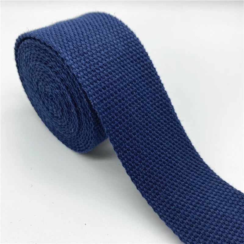 Cotton Webbing Strap 2 Yards - Multiple Widths (25mm-38mm) for Bags, Belts & DIY Crafts