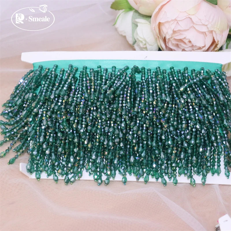 Crystal Tassels Beaded Lace Trim - 1-9 Yards Luxury Hanging Bead Fringe for Clothing & Decor