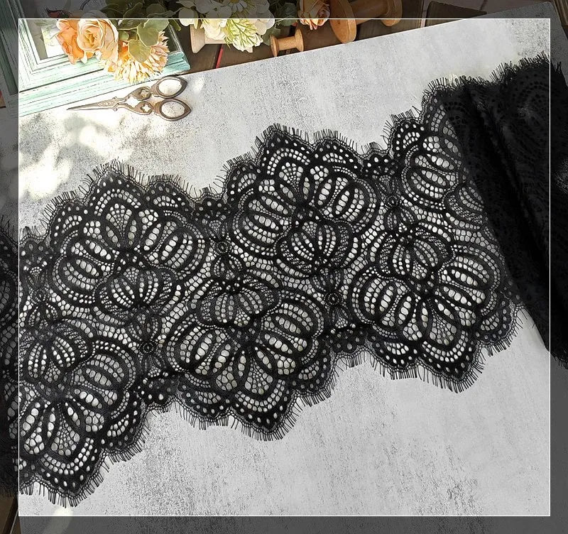 3 Meters Wide Eyelash Lace 23cm - European Non-Stretch Lace for Bra Making & Bustiers