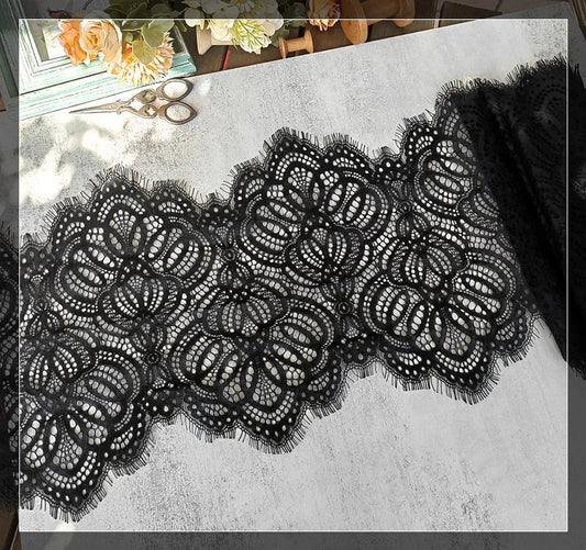 3 Meters Wide Eyelash Lace 23cm - European Non-Stretch Lace for Bra Making & Bustiers