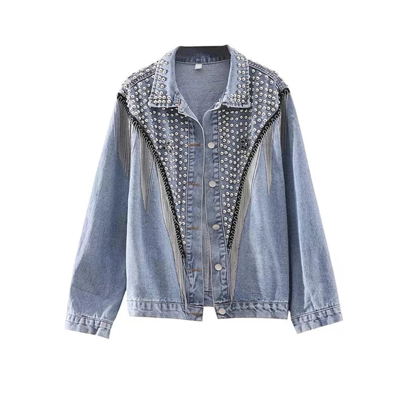 1 Yard Metal Chain Beaded Lace Fringe - Handmade Tassel Trim for Bags & Jeans